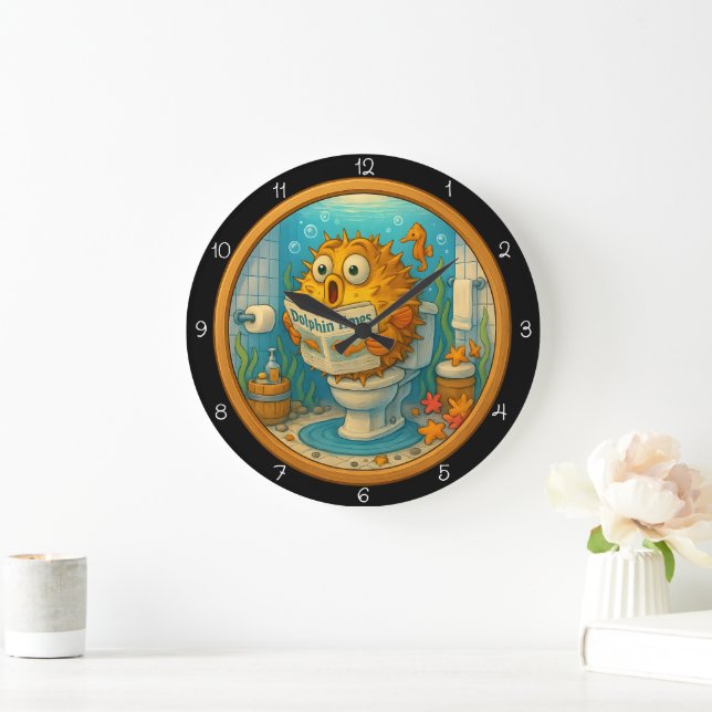 Humous Pufferfish Bathroom Clock Stor Klocka (Hem)