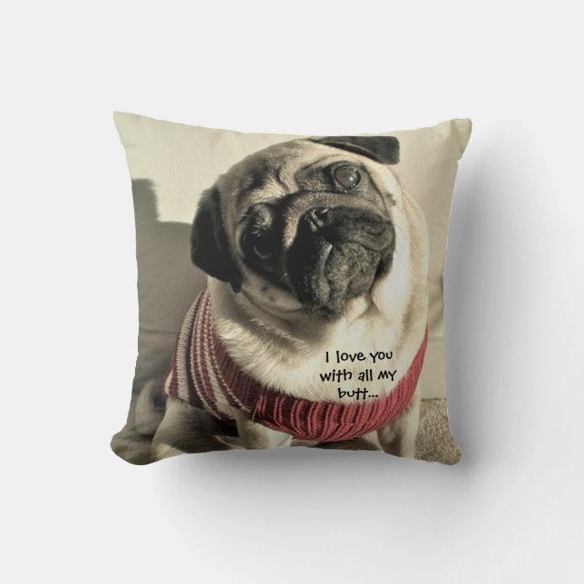 Humous Pug Pillow Kudde (Framsida)