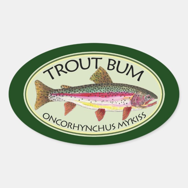 Humous Rainbow TROUT BUM Ovalt Klistermärke (Framsida)