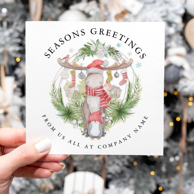 Humous Reindeer Penguin Company jul Julkort (Skapare uppladdad)
