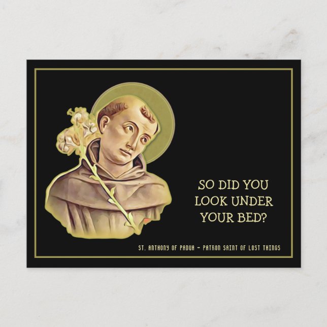 Humous St. Anthony Religiösa Catholic Prayer Vykort (Framsida)