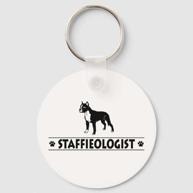 Humous Stbudsdshire Bull Terrier Nyckelring (Framsida)