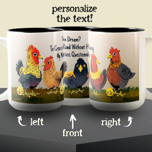 Humous Tecknad Chicken Funny Phrase Två-Tonad Mugg