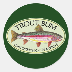 Humous Trout Bum Fishing Angler's Runt Klistermärke