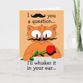Humous Valentines day Card Mustache Cat Kort