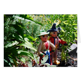 Humous Vintage Felt Dolls Walking Card OBS Kort