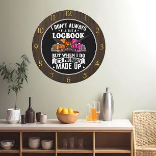 Humous Wooden Colorful Lastbilar and Logbook Quote Stor Klocka