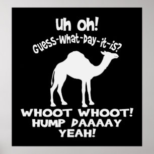 Hump Day Camel Black and White Poster