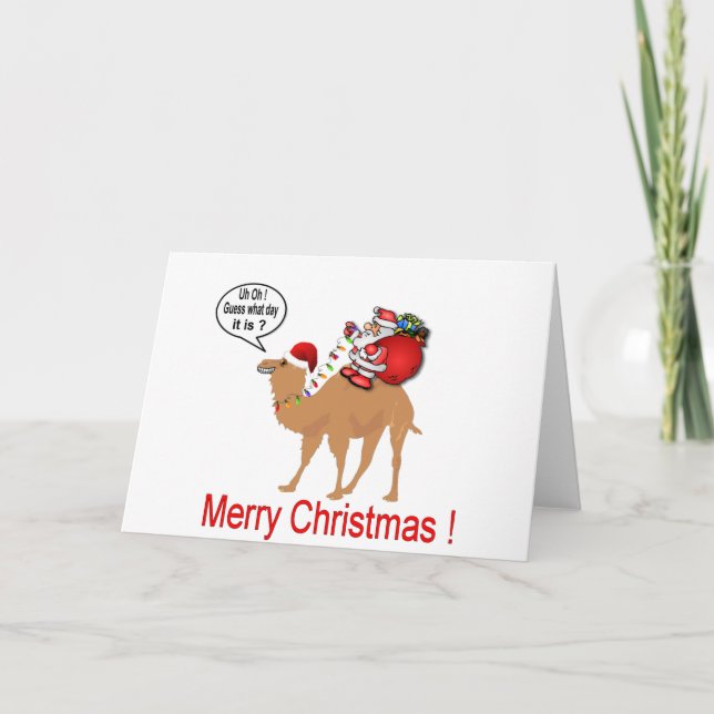 Hump Day Camel-jul med jultomten Helgkort (Framsida)