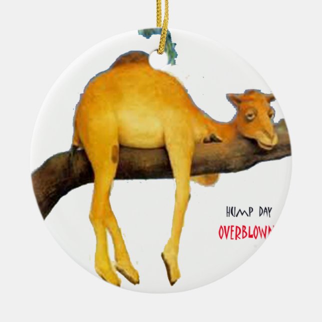 Hump Day Camel ... Överblåst Julgransprydnad Keramik (Framsidan)