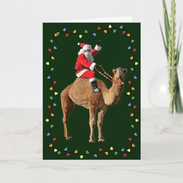 Hump Day Camel & Santa God jul-kort Helgkort (Framsida)