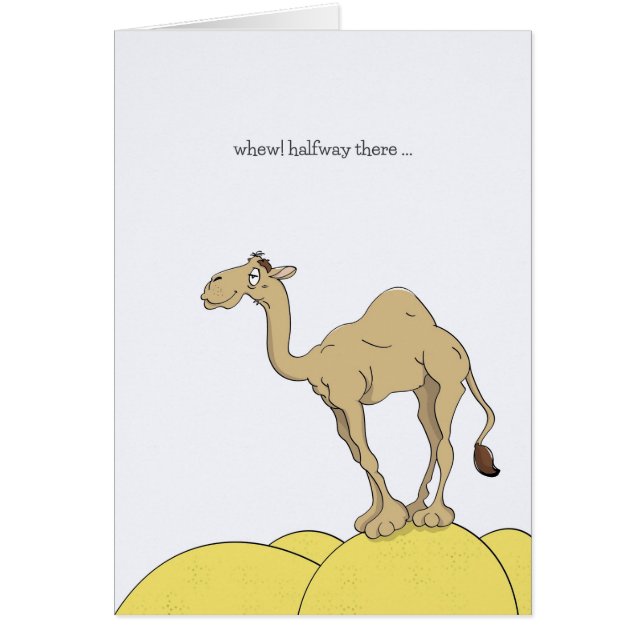 Hump Day Cards, Camel on Desert Sand Hump Tecknad Hälsningskort (Framsidan)