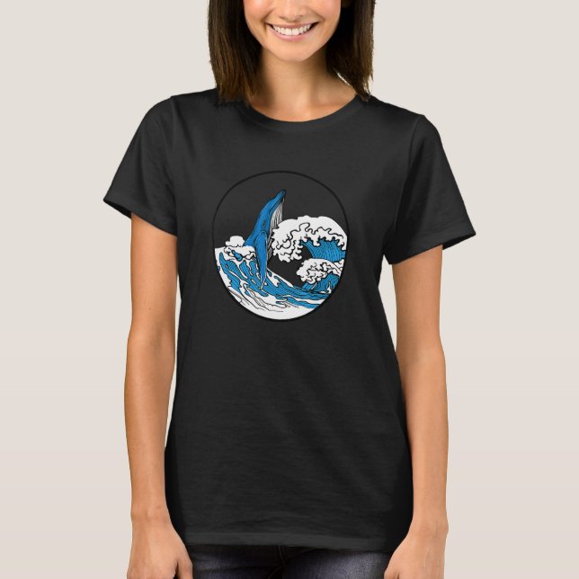 Humpback Blue Whale Ocean Wave Nature Sea Marine A T Shirt (Framsida)