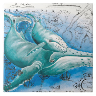 Humpback Family Vintage Karta Kakelplatta