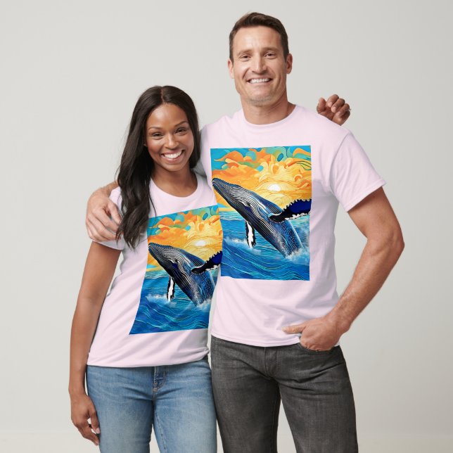 Humpback Solnedgångshopp Konst T Shirt (Unisex)