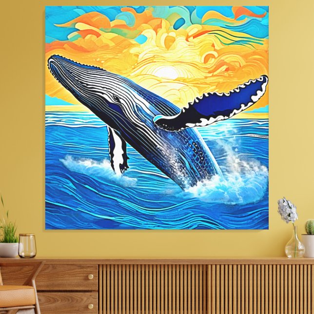 Humpback Sunset Leap Art Canvastryck (Insitu (Vardagsrum))