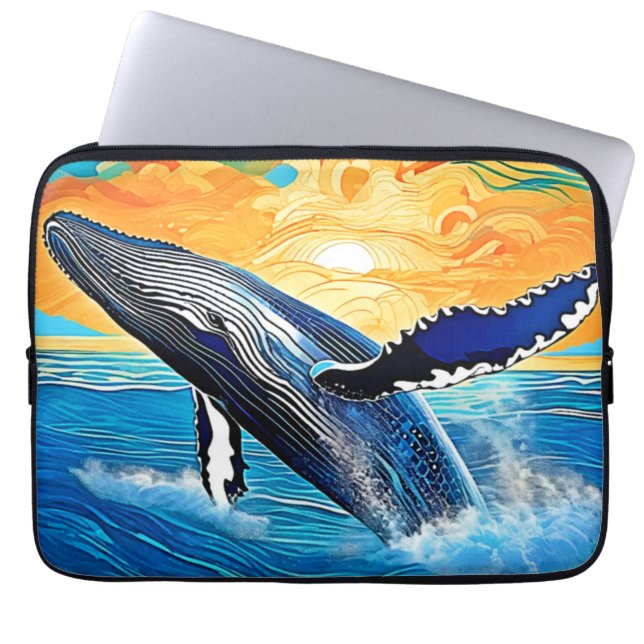 Humpback Sunset Leap Art Laptop Fodral (Framsidan)