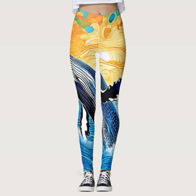 Humpback Sunset Leap Art Leggings (Framsida)