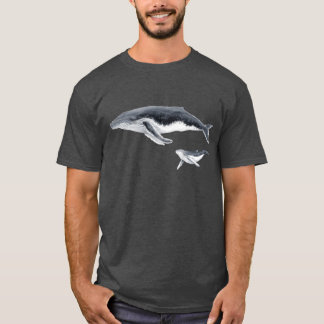 Humpback val mor och humpback val baby vint t shirt