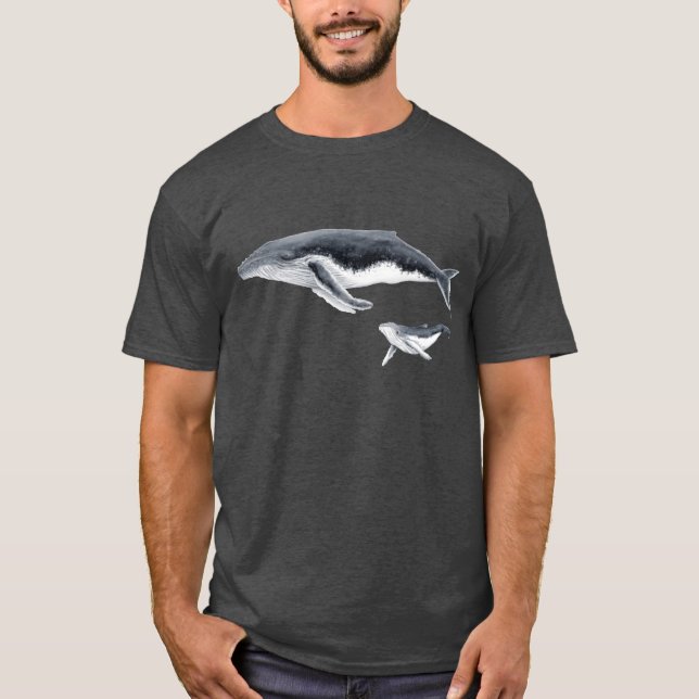 Humpback val mor och humpback val baby vint t shirt (Framsida)