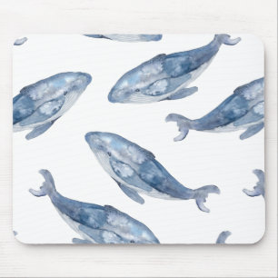 Humpback-valar i vattenfärg musmatta