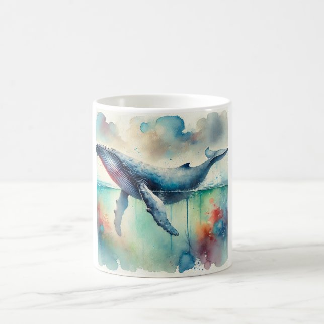 Humpback whale 220824AREF108 - Watercolor Kaffemugg (Center)