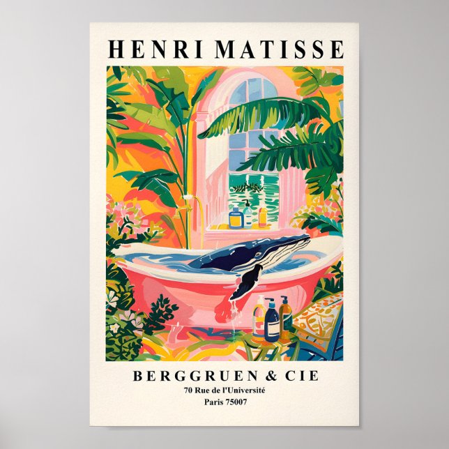 Humpback Whale in Bathtub Poster, Beachy Dopamin Poster (Framsidan)