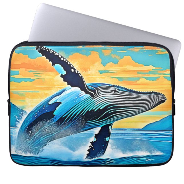 Humpback Whale Ocean Freedom Jump Design Laptop Fodral (Framsidan)