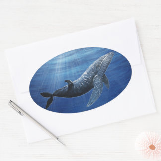 Humpback Whale Ocean Sticker Ovalt Klistermärke