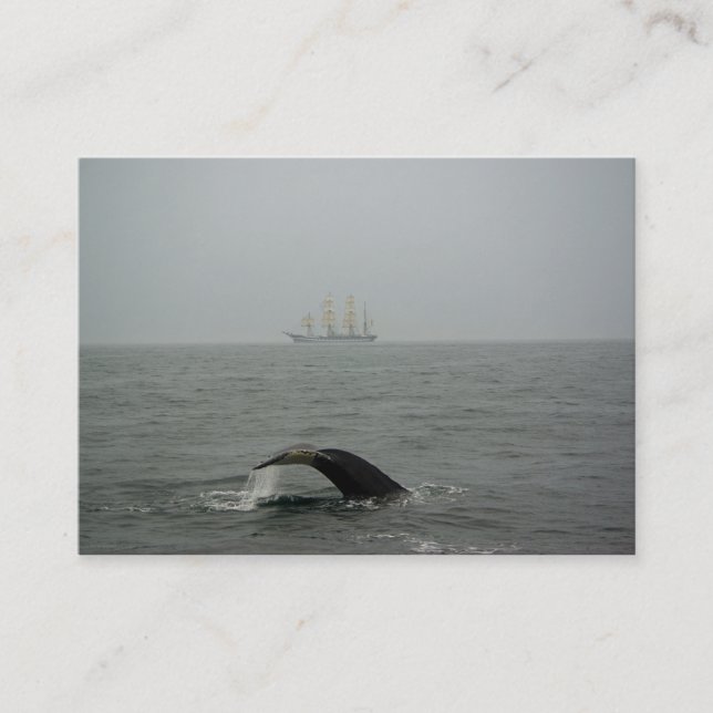Humpback Whale och Tall Frakt 2 Mini Print Visitkort (Framsida)