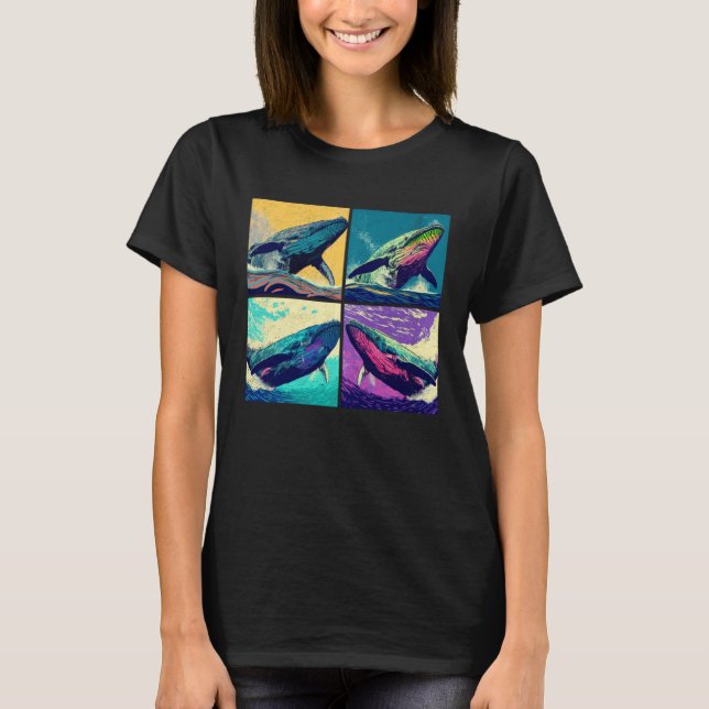 Humpback Whale Pop Illustration Colorful Animal  1 T Shirt (Framsida)