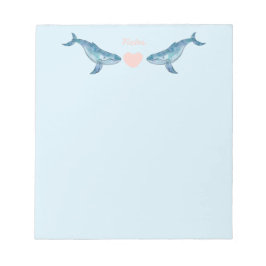 Humpback Whale Rosa Heart Blue Anteckningsblock