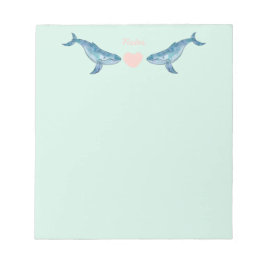 Humpback Whale Rosa Heart Mint Anteckningsblock