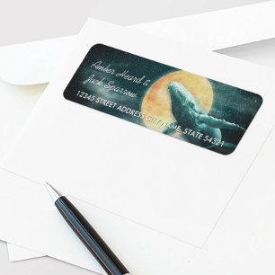 Humpback Whale som flyger till Adressetiketterna M Returadress Etikett