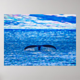 Humpback Whale Svan utanför Maui Hawaiis Kusten Poster