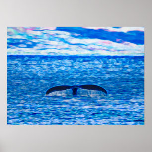 Humpback Whale Svan utanför Maui Hawaiis Kusten Poster
