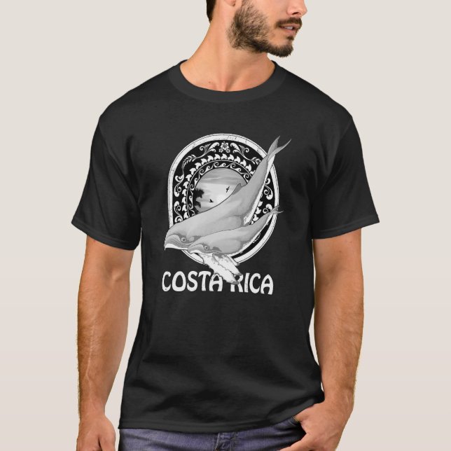 Humpback Whales Dive Costa Rica T Shirt (Framsida)
