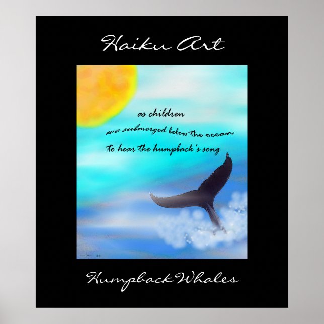 Humpback Whales Haiku Art Skriv ut Poster (Framsidan)