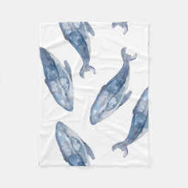 Humpback Whales in Watercolor Fleecefilt