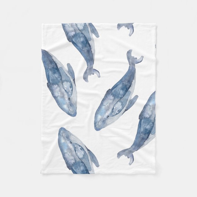 Humpback Whales in Watercolor Fleecefilt (Framsidan)