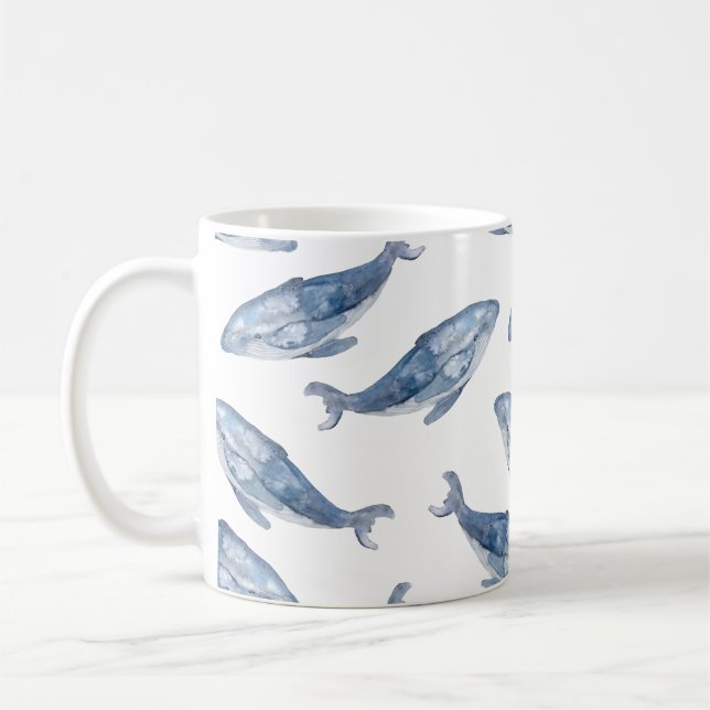 Humpback Whales in Watercolor Kaffemugg (Vänster)