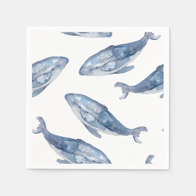 Humpback Whales in Watercolor Pappersservett (Framsidan)