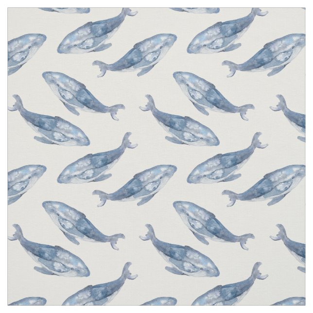Humpback Whales in Watercolor Tyg (Provkarta)