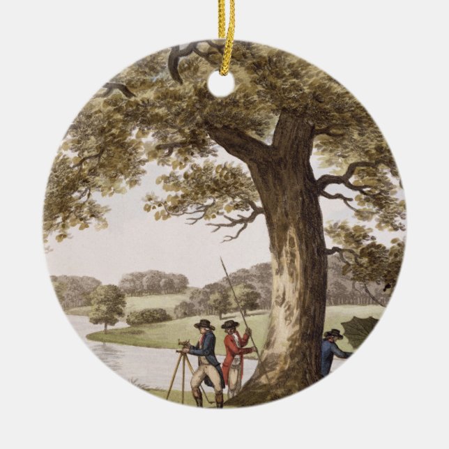 Humphrey Repton som granskar med en Theodolite Julgransprydnad Keramik (Framsidan)