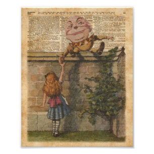 Humpty Dumpty & Alice Vintage Bok Illustration Fototryck