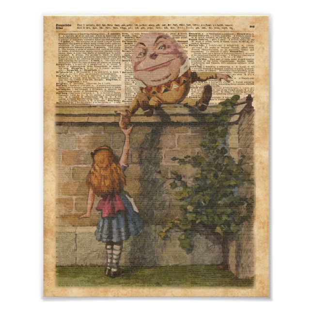 Humpty Dumpty & Alice Vintage Bok Illustration Fototryck (Framsidan)