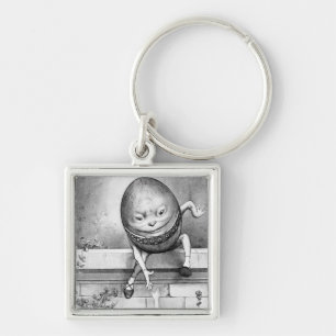 Humpty Dumpty Fyrkantig Silverfärgad Nyckelring