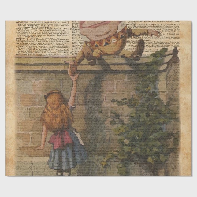 Humpty Dumpty & illustration för Alice vintagebok Presentpapper (Platt)
