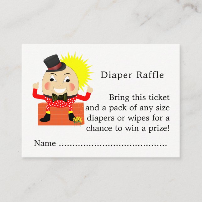 Humpty Dumpty Nursery Rhyme Baby Diaper Raffle Tilläggskort (Framsida)