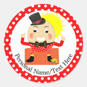 Humpty Dumpty Nursery Rhyme Cute Personlig Runt Klistermärke